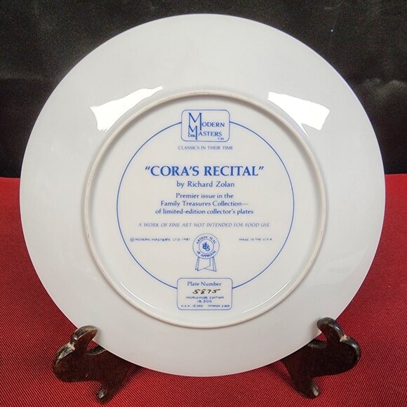 Vintage Richard Zolan Collectible Plate "Cora's Recital" 1981 - Picture 2 of 7